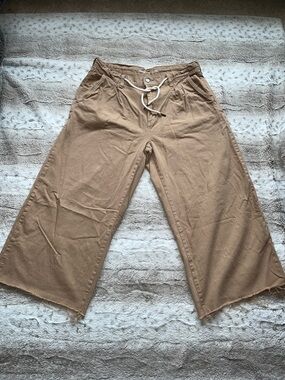 Old Navy Tan High-Rise Drawcord Wide Leg Pants